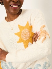 FatFace Mila Natural Knitted Surf Pattern Jumper - Image 5 of 6
