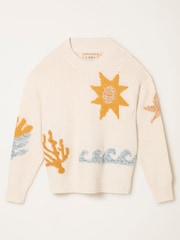 FatFace Mila Natural Knitted Surf Pattern Jumper - Image 6 of 6
