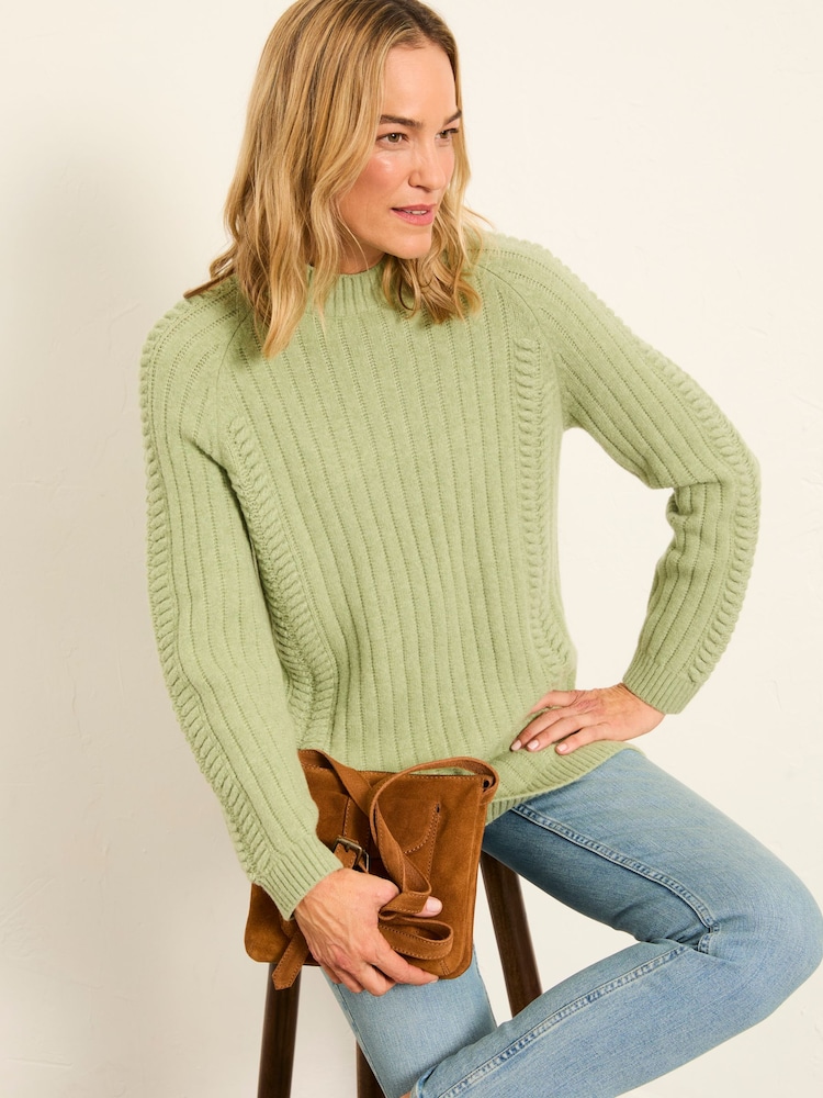 FatFace Hazel Khaki Green Longline Knitted Jumper - Image 1 of 6 FatFace Hazel Khaki Green Longline Knitted Jumper - Image 1 of 6