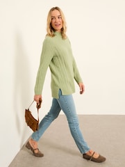 FatFace Hazel Khaki Green Longline Knitted Jumper - Image 5 of 6