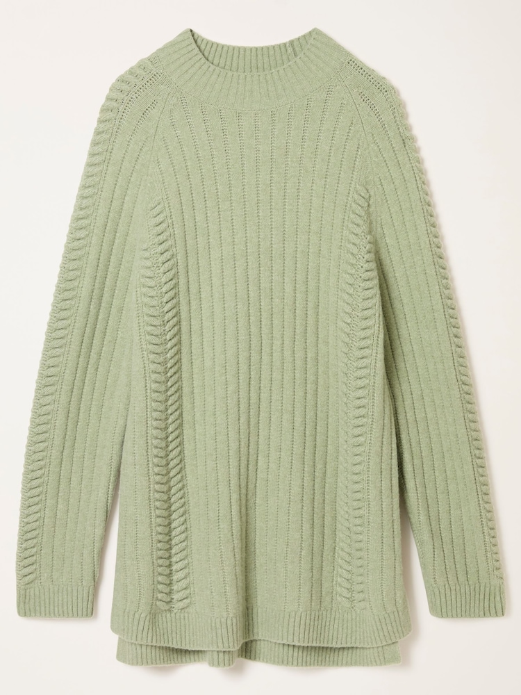 FatFace Hazel Khaki Green Longline Knitted Jumper - Image 6 of 6 FatFace Hazel Khaki Green Longline Knitted Jumper - Image 6 of 6