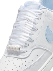 Nike White/Blue Court Vision Low Trainers - Image 5 of 7