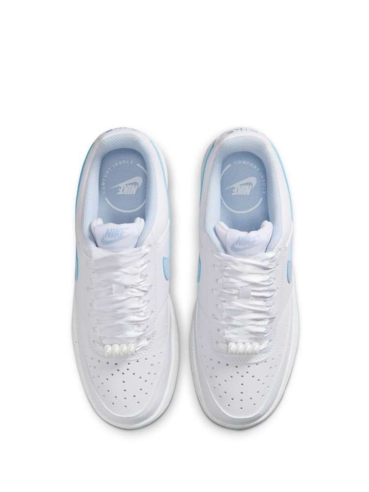 Nike White/Blue Court Vision Low Trainers - Image 8 of 8