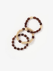 Mint Velvet Brown Beaded Bracelet Set - Image 2 of 3