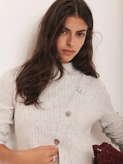 Mint Velvet Grey Cotton Blend Ribbed Jumper - Image 4 of 8
