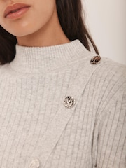 Mint Velvet Grey Cotton Blend Ribbed Jumper - Image 6 of 8
