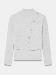 Mint Velvet Grey Cotton Blend Ribbed Jumper - Image 7 of 8