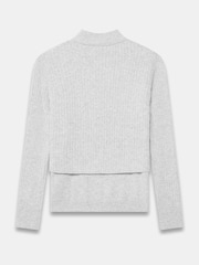 Mint Velvet Grey Cotton Blend Ribbed Jumper - Image 8 of 8