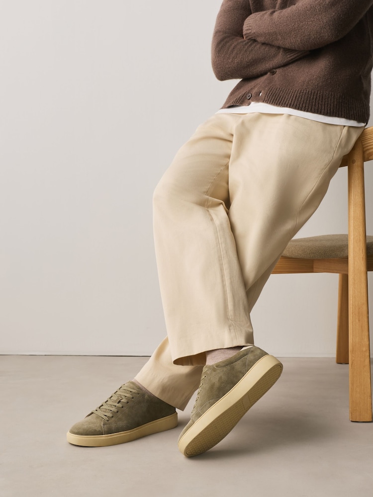 Sage Green Suede Smart Casual Trainers - Image 1 of 7 Sage Green Suede Smart Casual Trainers - Image 1 of 7