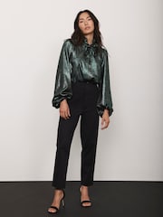 Mint Velvet Metallic Pussy Bow Blouse - Slika 3 iz 8
