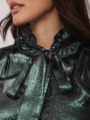 Mint Velvet Metallic Pussy Bow Blouse - Slika 4 iz 8
