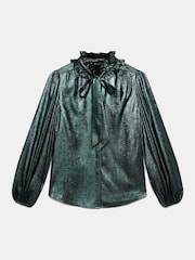 Mint Velvet Metallic Pussy Bow Blouse - Slika 6 iz 8