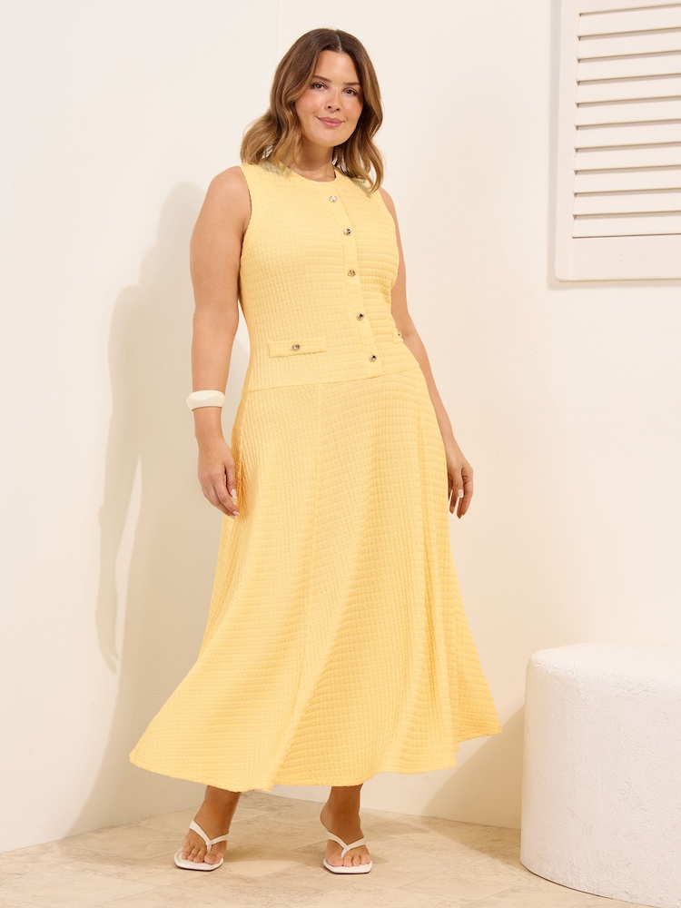 Amarillo - Friends Like These Drop Waist Sleeveless Textured Jersey Midi Dress - Imagen 1 de 4 Amarillo - Friends Like These Drop Waist Sleeveless Textured Jersey Midi Dress - Imagen 1 de 4