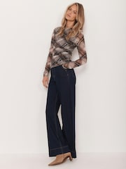 Mint Velvet Brown Checked Mesh Top - Image 6 of 8