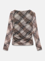 Mint Velvet Brown Checked Mesh Top - Image 8 of 8