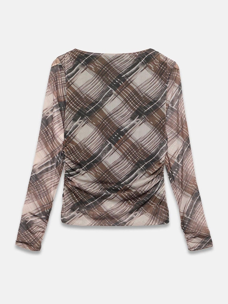 Mint Velvet Brown Checked Mesh Top - Image 8 of 8