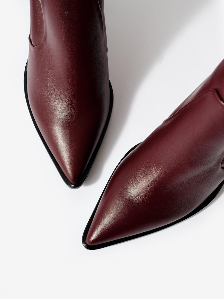 Mint Velvet Red Amy Burgundy Leather Ankle Boots - Image 4 of 4