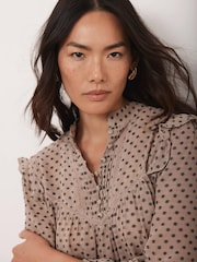 Mint Velvet Natural Jacquard Polka Dot Blouse - Image 3 of 8