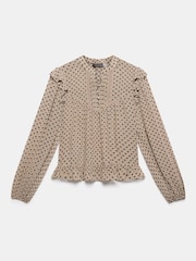 Mint Velvet Natural Jacquard Polka Dot Blouse - Image 6 of 8