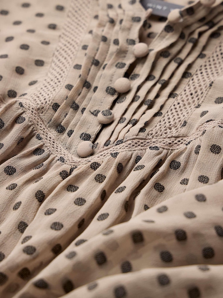 Mint Velvet Natural Jacquard Polka Dot Blouse - Image 8 of 8