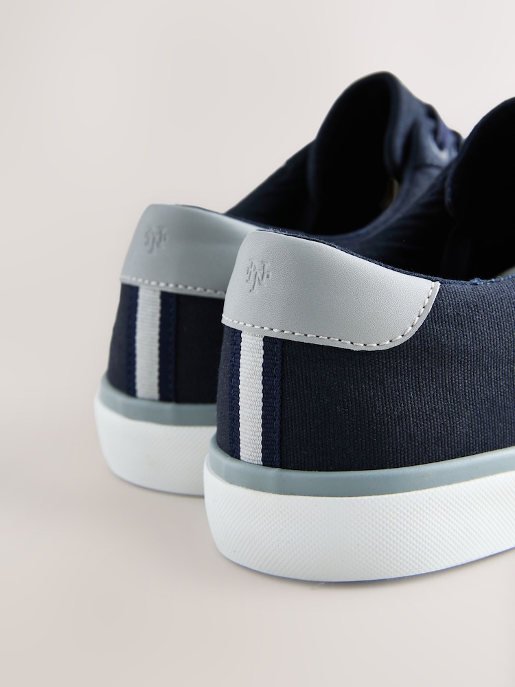 Navy Canvas Stripe Smart Casual Trainers - Image 5 of 5