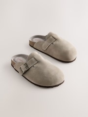 Neutral Suede Corkbed Clogs - Image 1 of 5