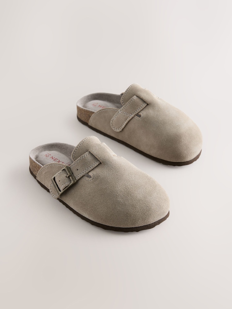 Neutral Suede Corkbed Clogs - Image 1 of 5