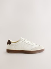 Cream Smart Casual Lace-Up Trainers with Suede Trim - Image 4 of 7
