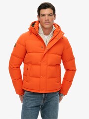 Superdry Orange Everest Short Hooded Puffer Jacket - Image 1 of 3