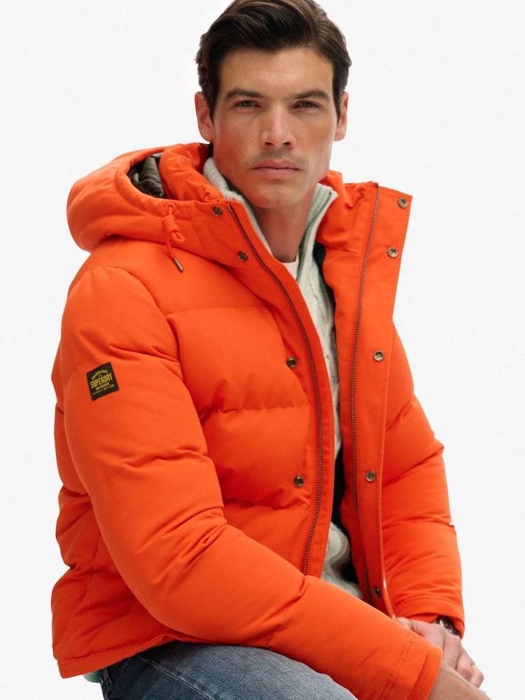 Superdry Orange Everest Short Hooded Puffer Jacket - Image 2 of 3