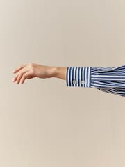 Nothing Ordinary Blue/White Stripe 100% Cotton Poplin Midi Shirt Dress - Image 4 of 4