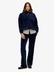 Superdry Blue Country Club Velour Zip Hoodie - Image 3 of 7