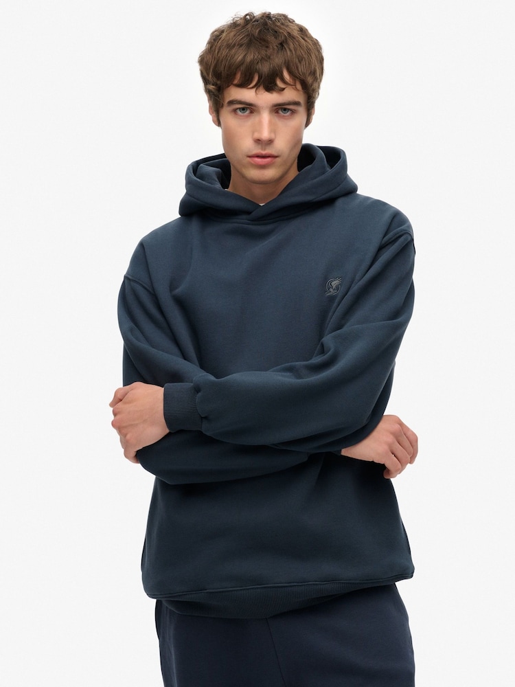Superdry Blue Blank Oversized Hoodie - Image 1 of 7 Superdry Blue Blank Oversized Hoodie - Image 1 of 7