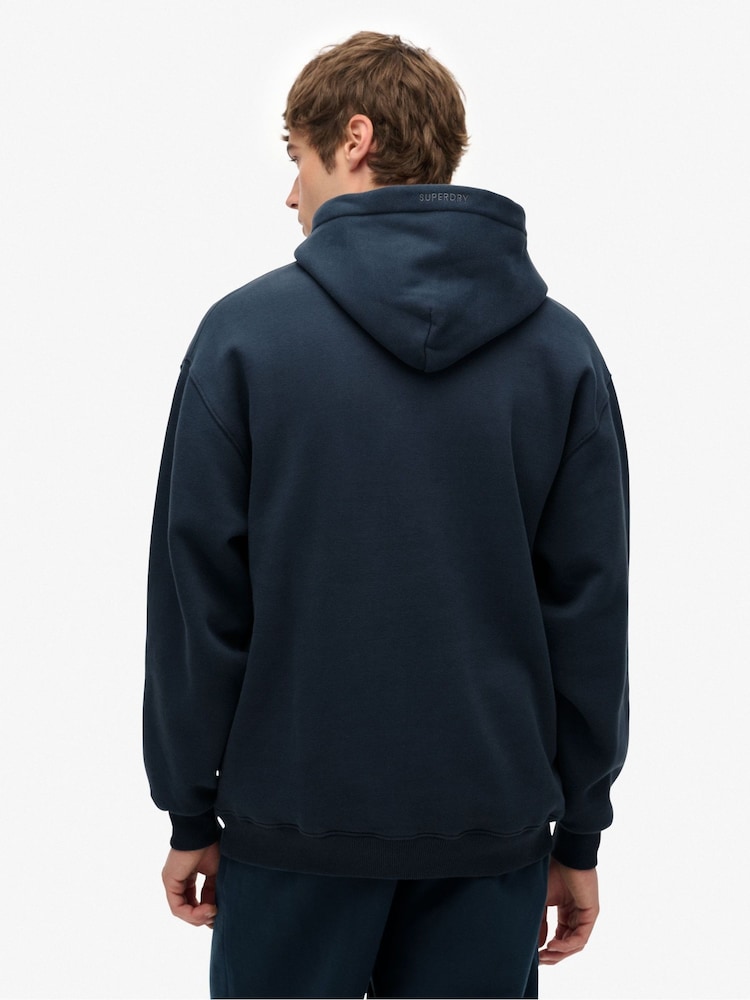 Superdry Blue Blank Oversized Hoodie - Image 2 of 7 Superdry Blue Blank Oversized Hoodie - Image 2 of 7
