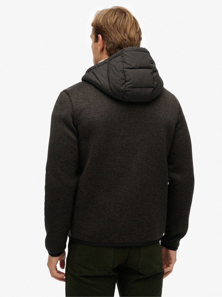 Superdry Black Hooded Storm Knit Hybrid Jacket - Image 2 of 8 Superdry Black Hooded Storm Knit Hybrid Jacket - Image 2 of 8