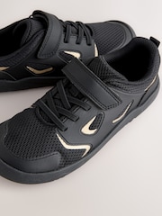 Μαύρο/Χρυσαφί - Barefoot Touch Fastening Elastic Lace Trainers - Εικόνα 4 από 6