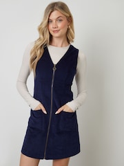 Another Sunday Blue Corduroy Zip Through Mini Dress - Image 1 of 5