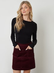 Another Sunday Red Corduroy Button Detail Mini Skirt - Image 1 of 5