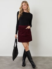 Another Sunday Red Corduroy Button Detail Mini Skirt - Image 2 of 5