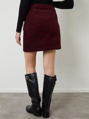 Another Sunday Red Corduroy Button Detail Mini Skirt - Image 3 of 5