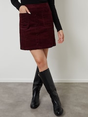 Another Sunday Red Corduroy Button Detail Mini Skirt - Image 4 of 5