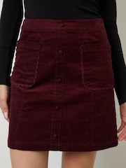 Another Sunday Red Corduroy Button Detail Mini Skirt - Image 5 of 5