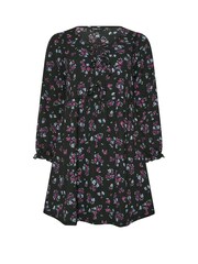 Yours Curve Purple Textured Peplum Tie Front Dress - Image 5 of 5