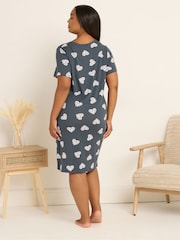 Yours Curve Grey Soft Touch Heart Placket Nightdress - Image 3 of 5