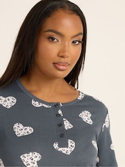 Yours Curve Grey Soft Touch Heart Placket Nightdress - Image 4 of 5