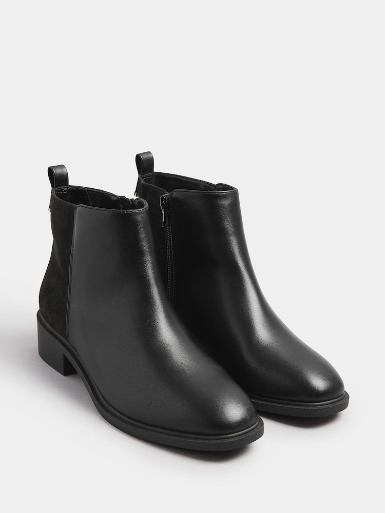 Yours Curve Black Wide Fit Extra-Wide Fit Metal Trim Ankle Boots - Image 2 of 5