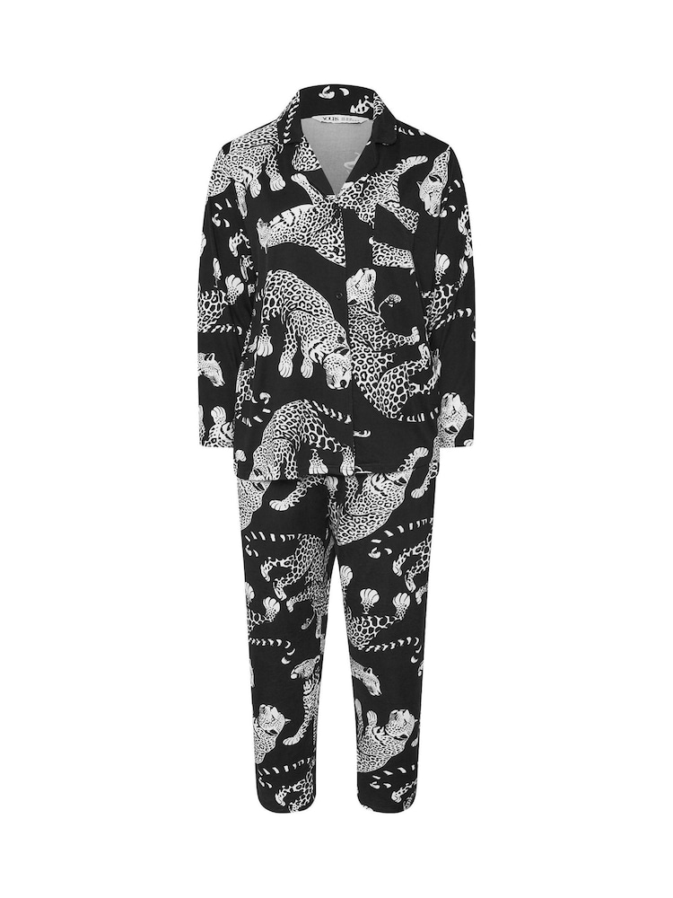 Yours Curve Black Soft Touch Button Pyjamas Set - Image 6 of 6