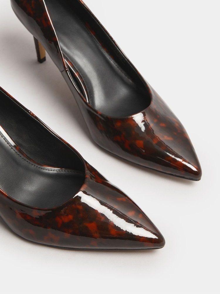 Long Tall Sally Brown Tortoise Shell Point Court Shoes - Image 5 of 5