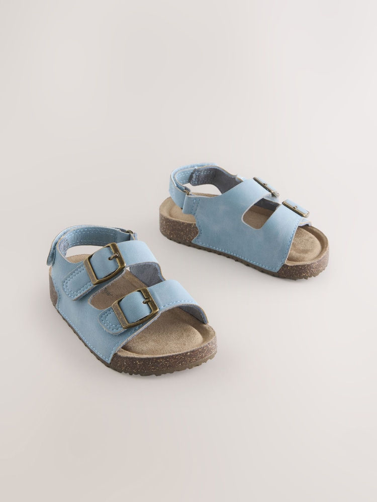 নীল - ডাবল বাকল কুশনযুক্ত ফুটবেড Sandals - 5এর মধ্যে 1 ছবি