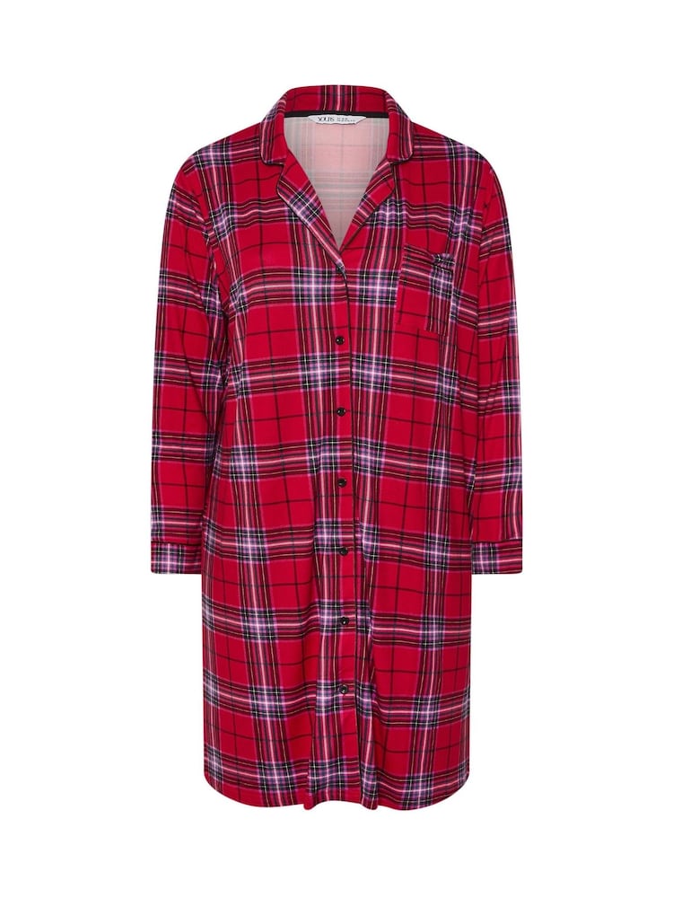 Yours Curve Red Soft Touch Button Star Nightdress - Image 5 of 5